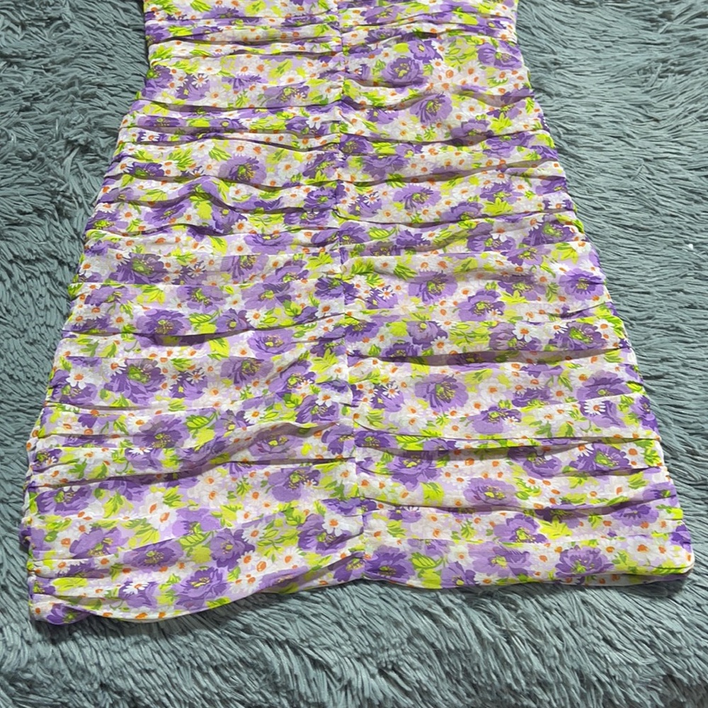 🥰🥰ZARA Floral Ruched Puff Sleeves Mini Dress🥰🥰 - Picture 6 of 16